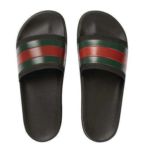 gucci web stripe slides